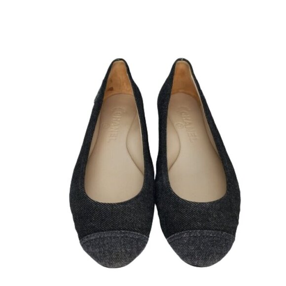 Chanel CC Cap Toe Denim Ballet Flats - Picture 2 of 8
